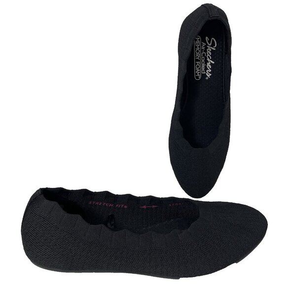 Skechers Love Spell Ballet Flat Shoes Women 8.5 Black Cleo Casual Dressy Slip On - Picture 1 of 14